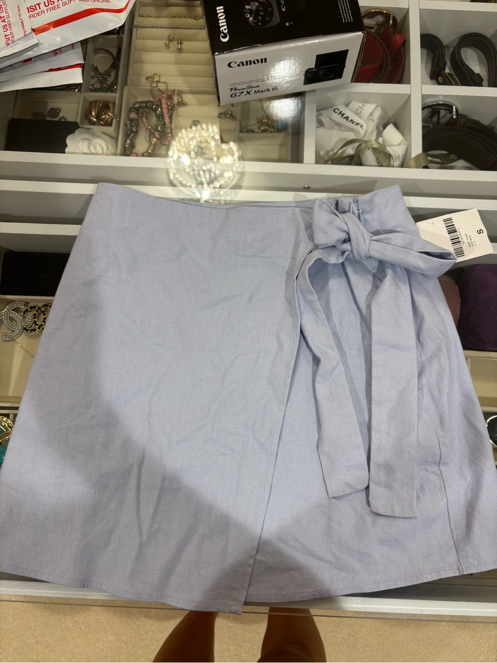 Forever 21 Light Blue Tie-Waist Mini Skirt